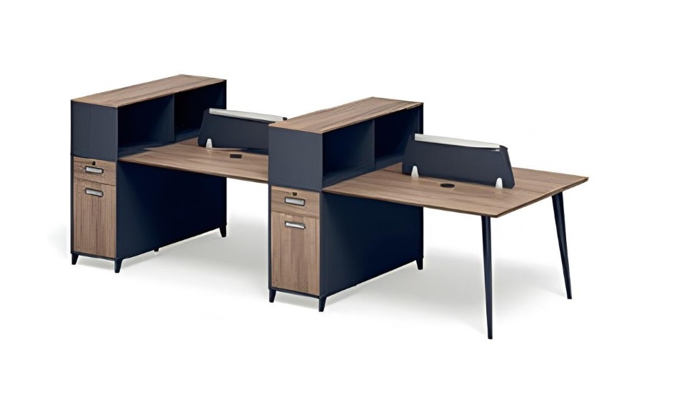 Modern office table set for 4 people with a spacious work surface