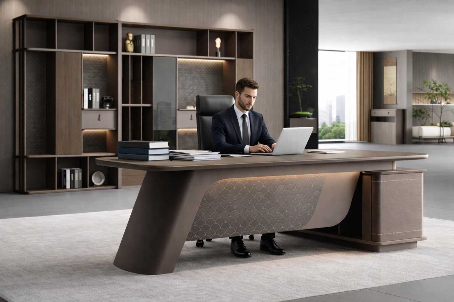 Spacious corner desk and office cabinet modern for office set 3 pieces