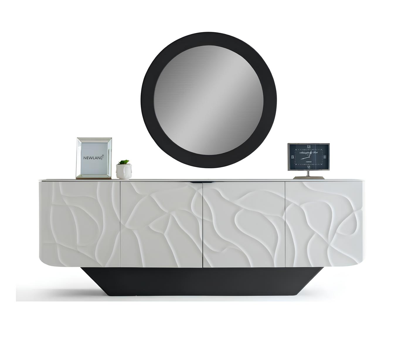 Console Table Modern Style Black White Color Wooden Frame Mirror New