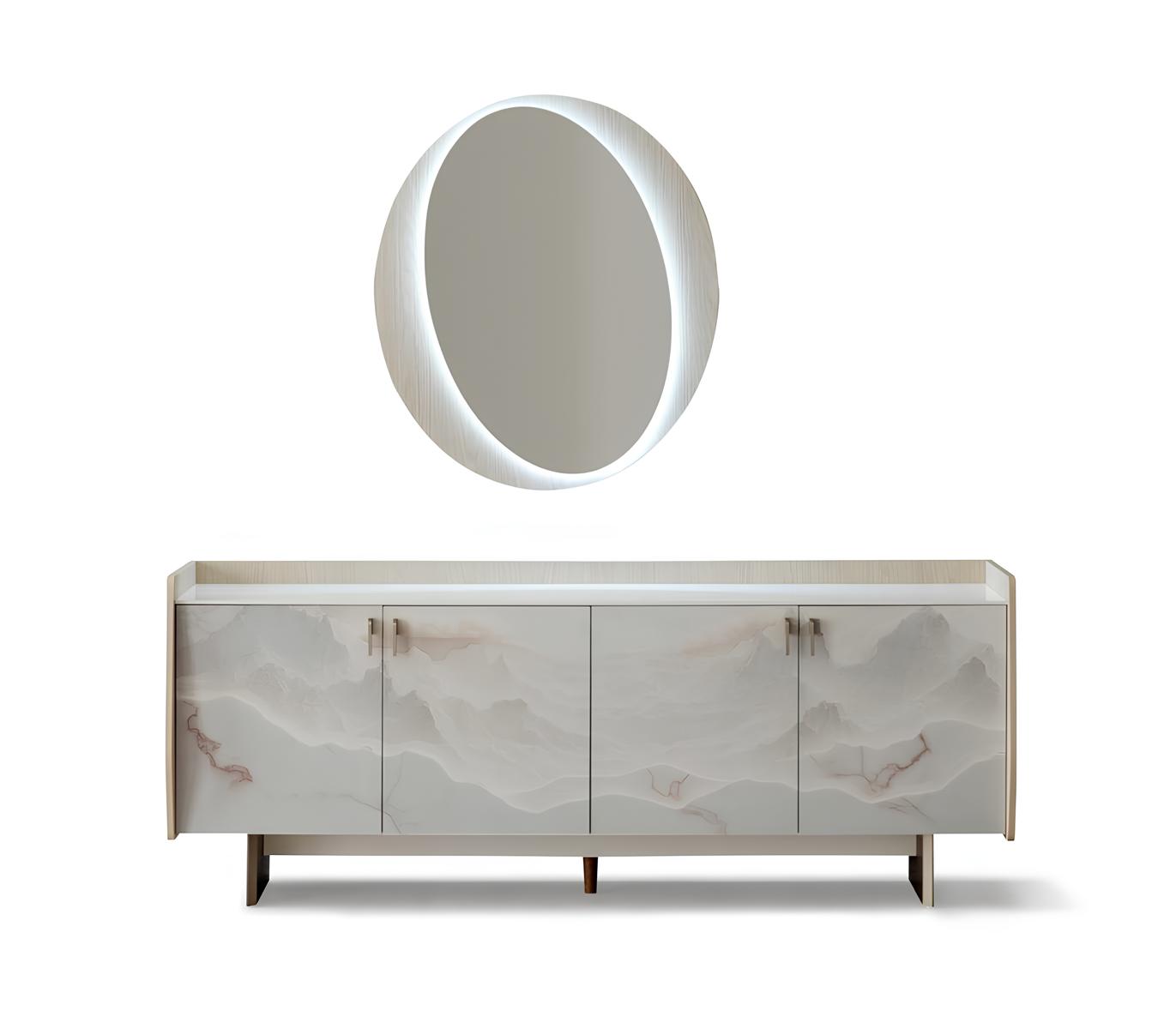Console Table Beige Color Modern Style Wooden Top Wooden Feet Wooden Frame