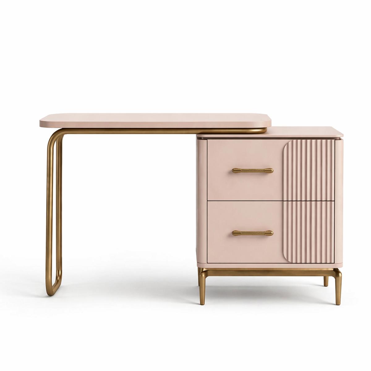 Elegant dressing table with gold accents and modern structure