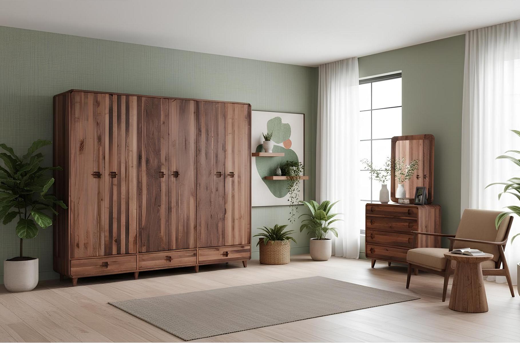 Wardrobe dressing table bedroom style modern color brown new wood