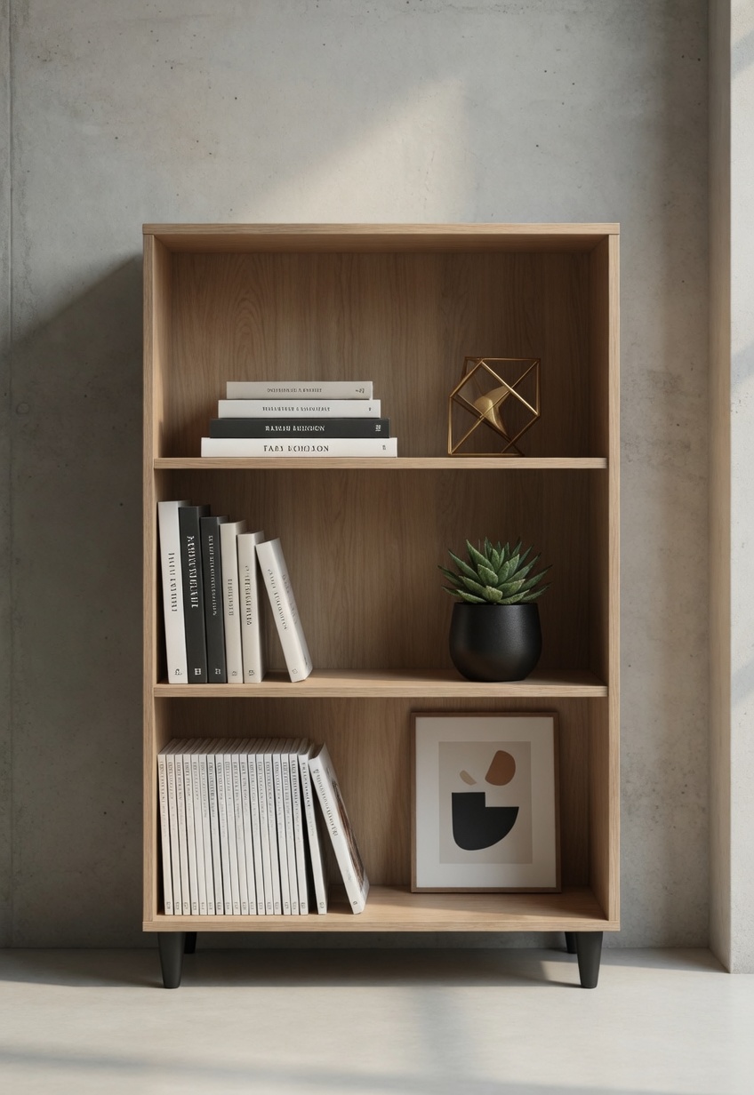 Elegant wooden bookcase for living room and office