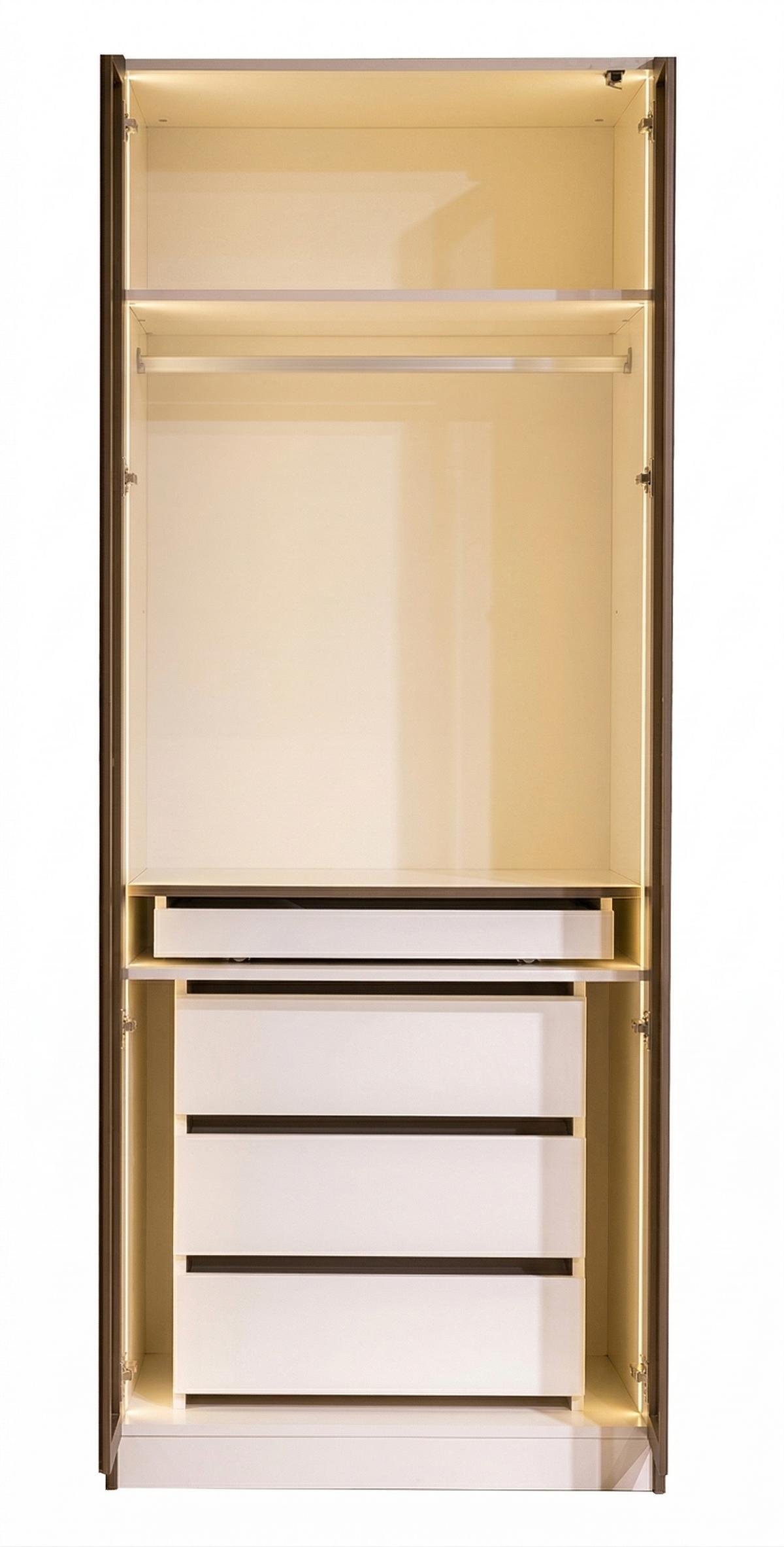 2-door wardrobe with drawers beige modern style functional