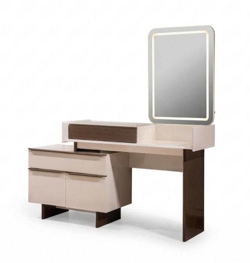 Bedroom Set Dressing Table Mirror Beige Modern Style Simple