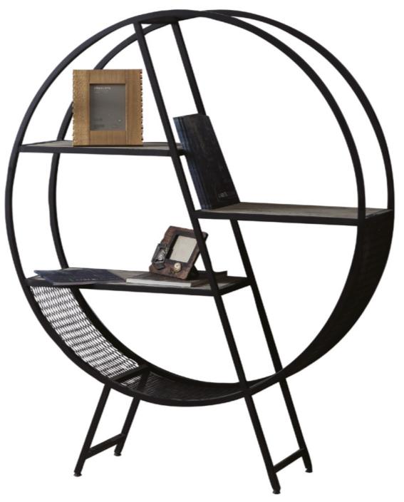 Stylish shelf black standing shelf round comfort new office living room