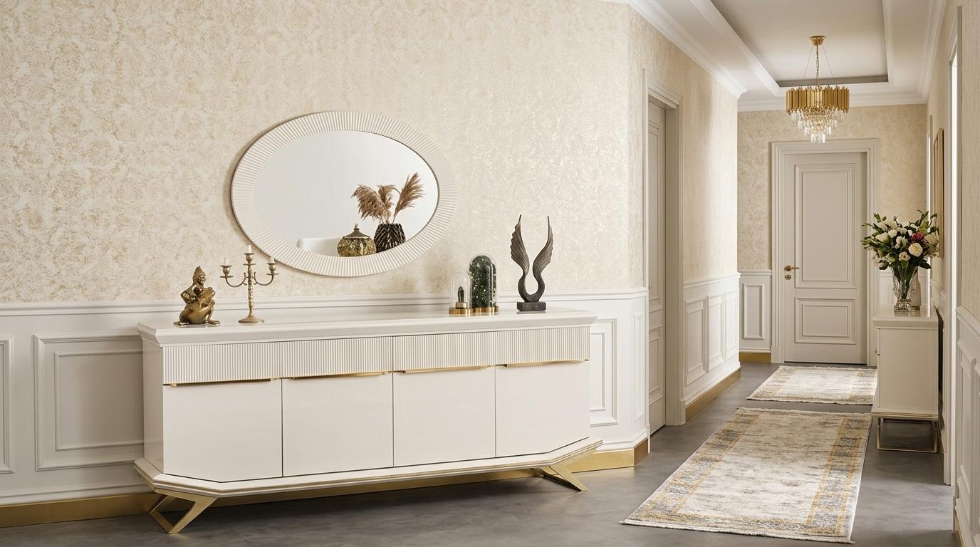 Console mirror living room style modern color white new practical comfortable