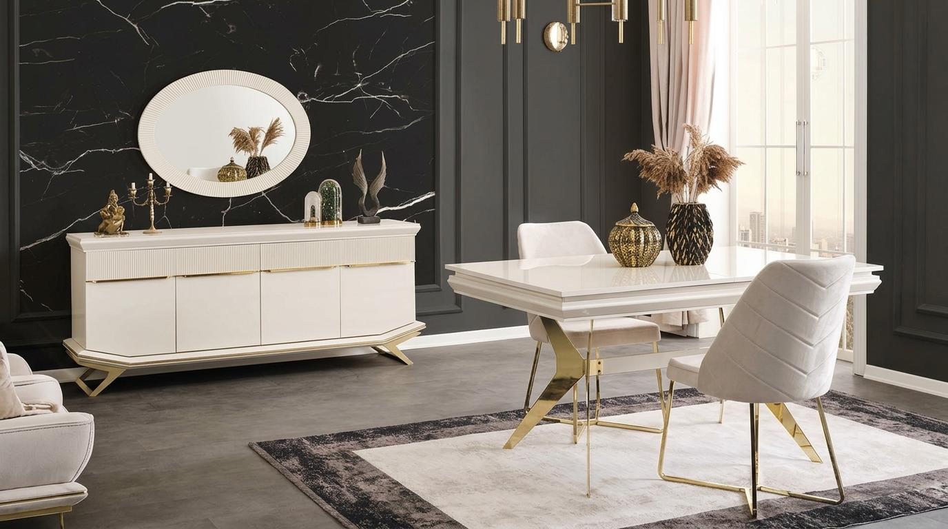 Table console mirror living room style modern color white new practical