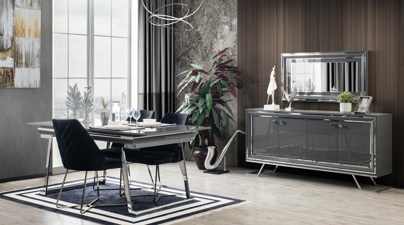 Table console mirror living room style modern color silver new rectangular