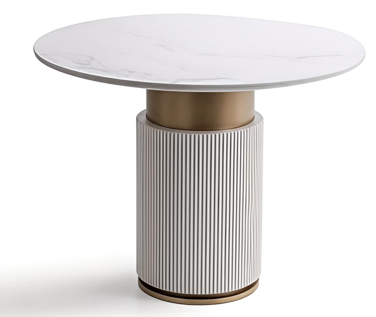 Round Table Modern White Gold Luxury Marble Look Kitchen Table Design New