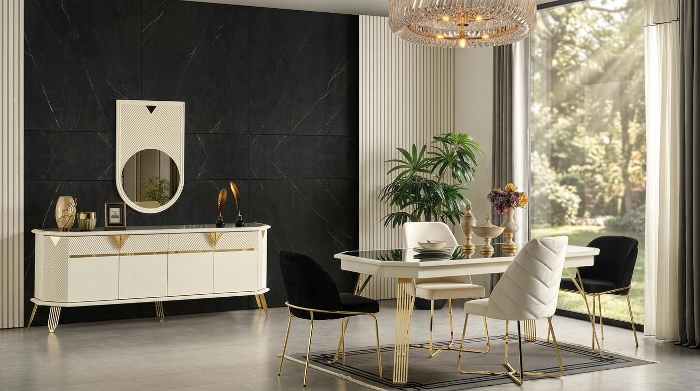 Table console mirror living room style modern color beige new rectangular