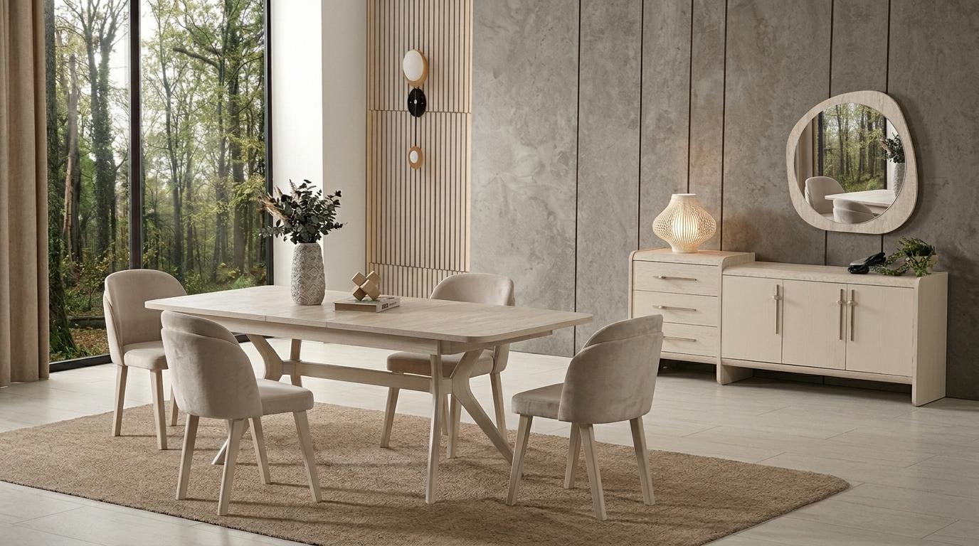 Table console mirror living room style modern color beige new practical