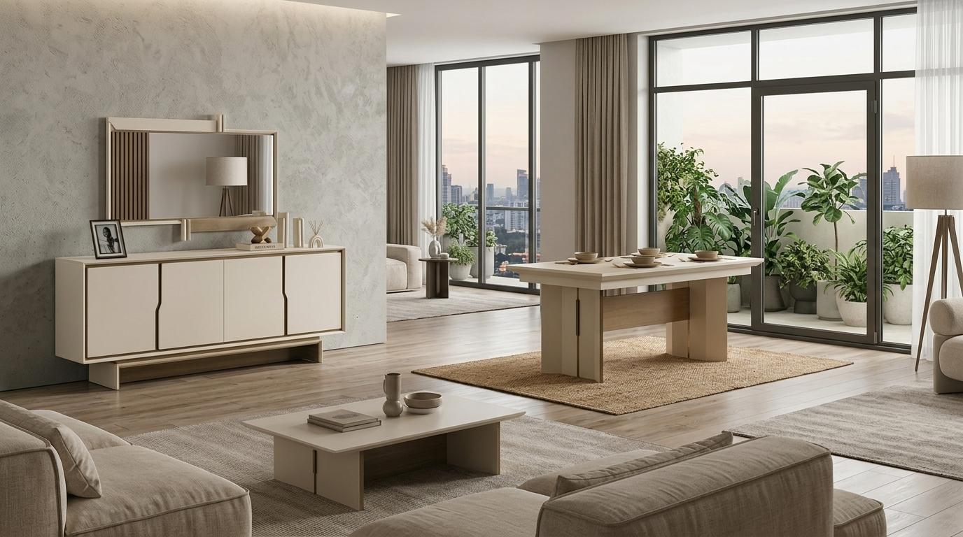 Table console living room style modern color beige new rectangular practical