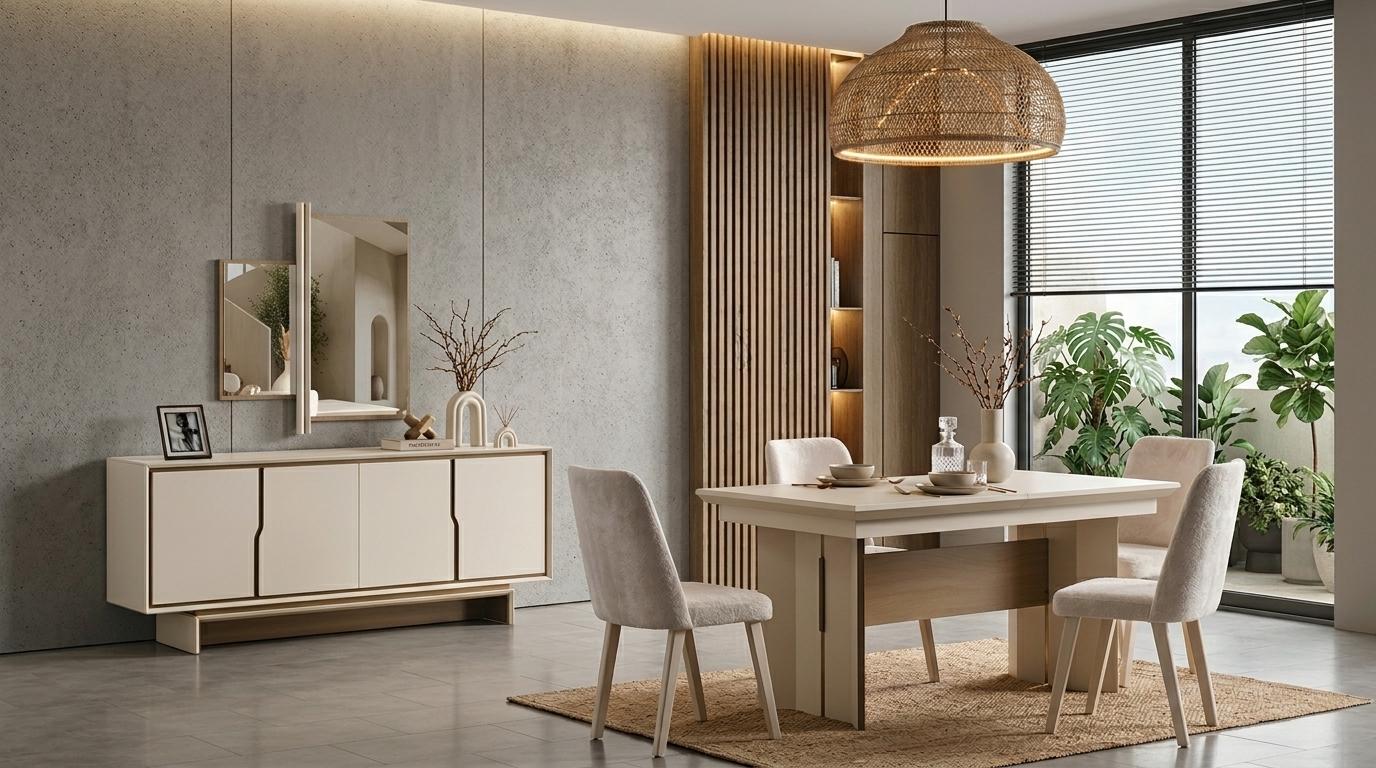 Table console mirror living room style modern color beige new rectangular