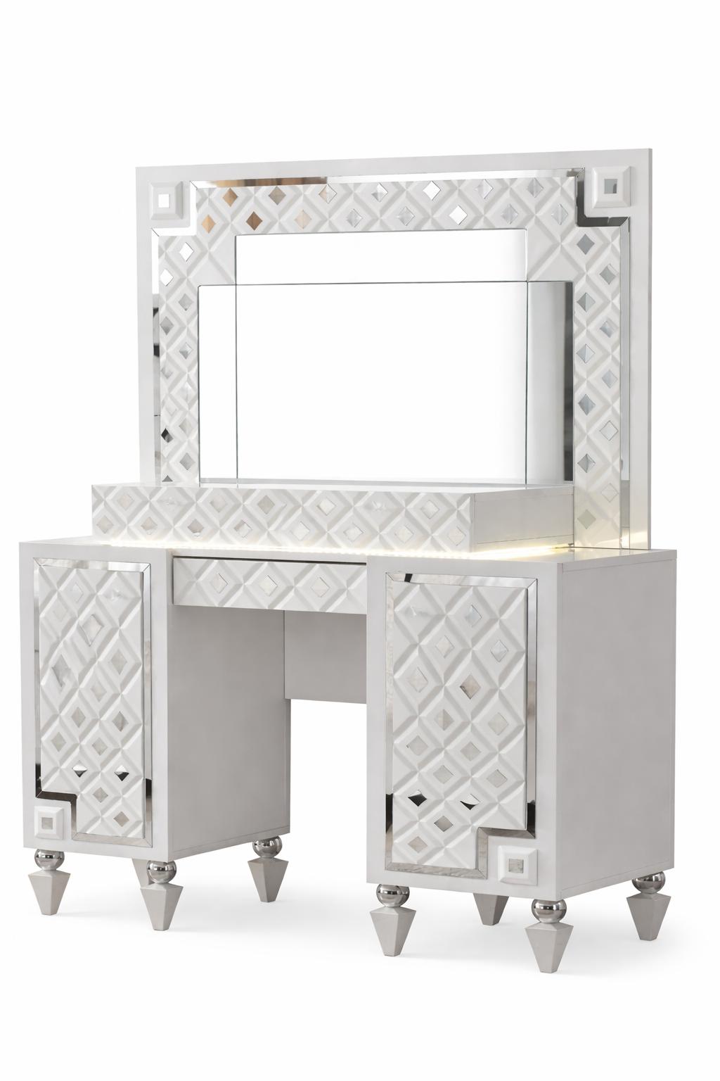 Modern dressing table with a stylish design and practical shelf