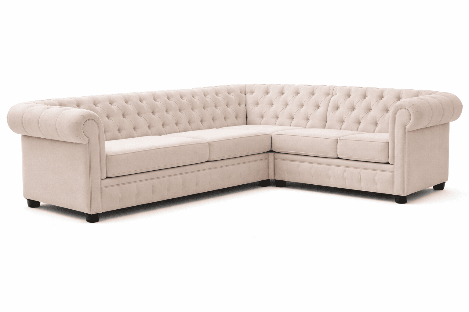 Beige Classic Corner Sofa Chesterfield Quilted Upholstered Sofa Sofas