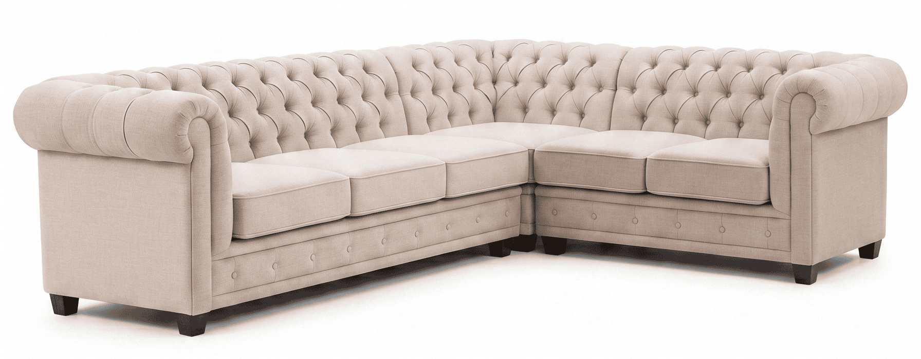 Beige luxury corner sofa with sleep function Chesterfield quilted sofa
