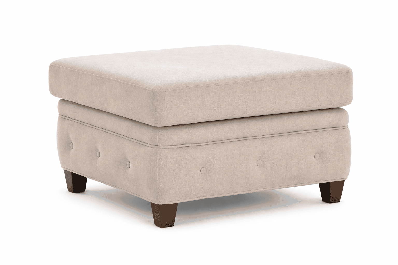 Beige Padded Stool Square Footstool Upholstered Furniture