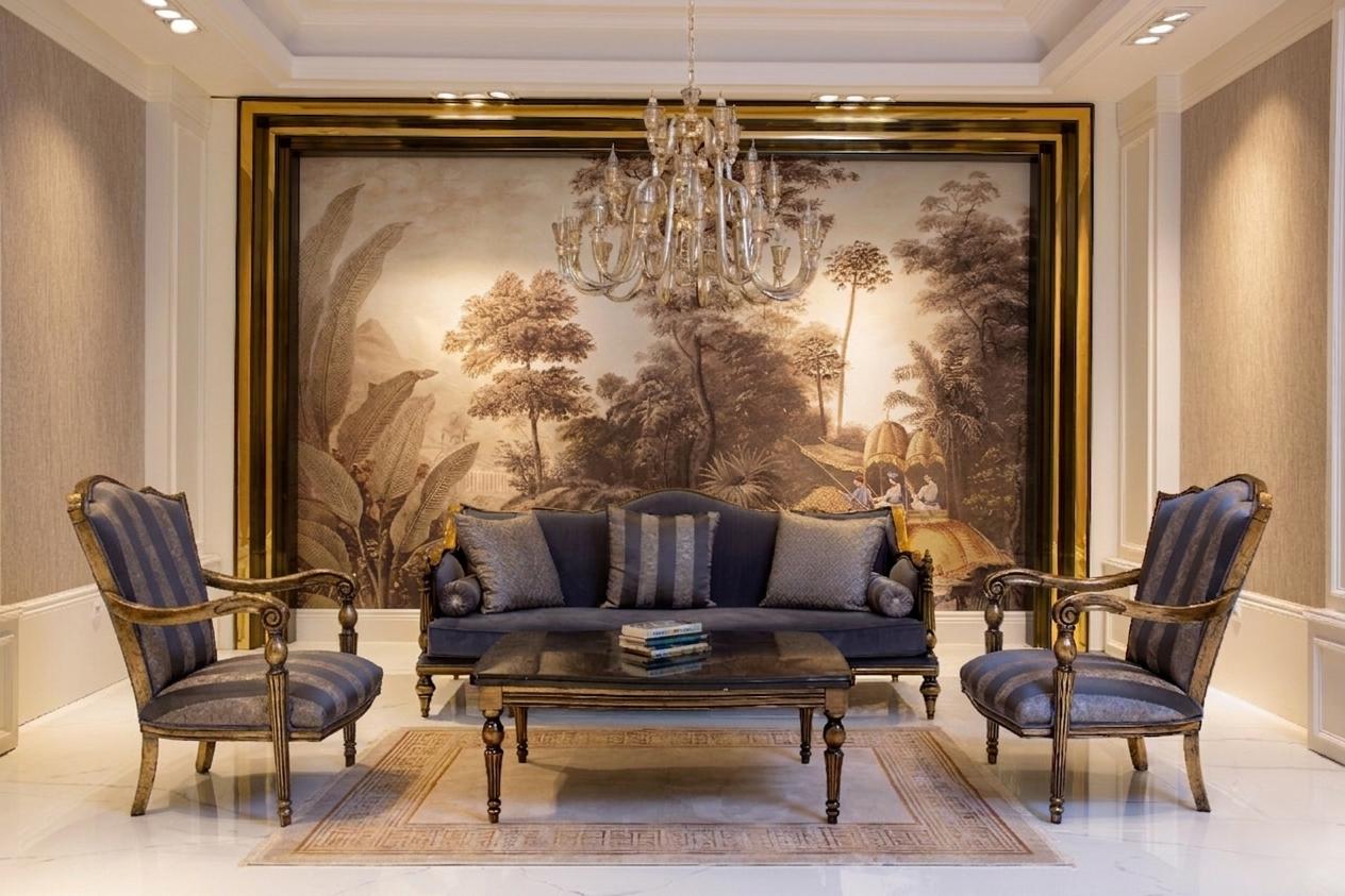 Elegant armchair gold accents classic luxurious stylish modern