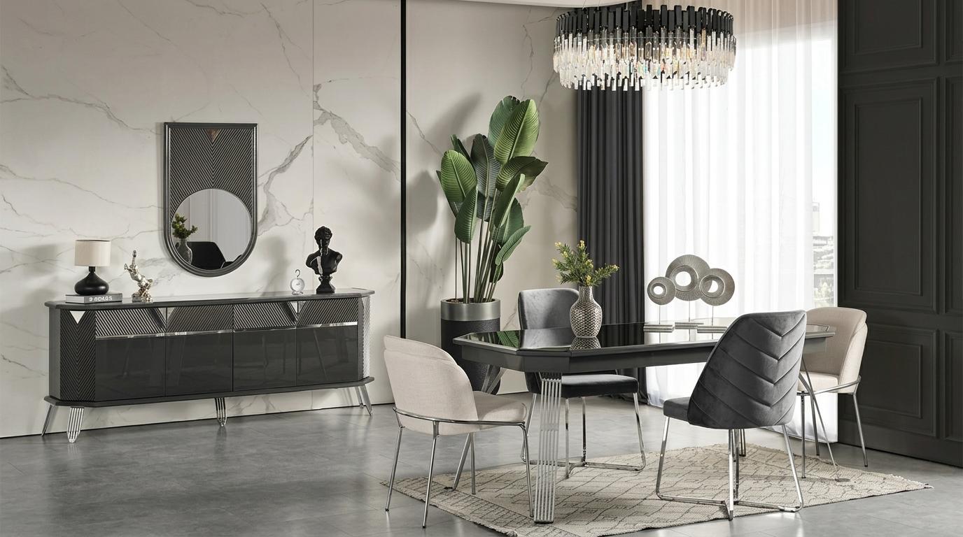 Tisch Konsole Spiegel Wohnzimmer Stil modern schwarz rechteckig praktisch