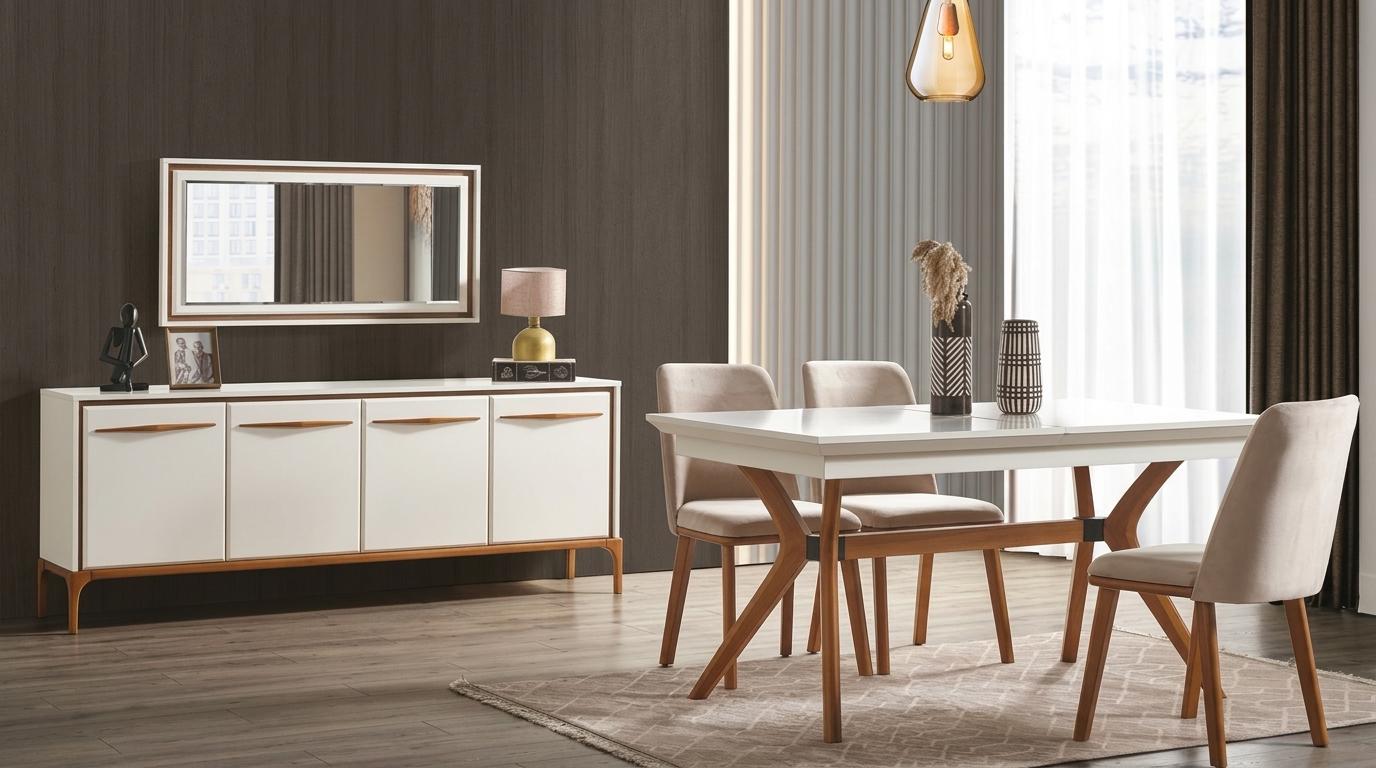 Tisch Konsole Spiegel Stil modern weiß rechteckig Wohnzimmer praktisch