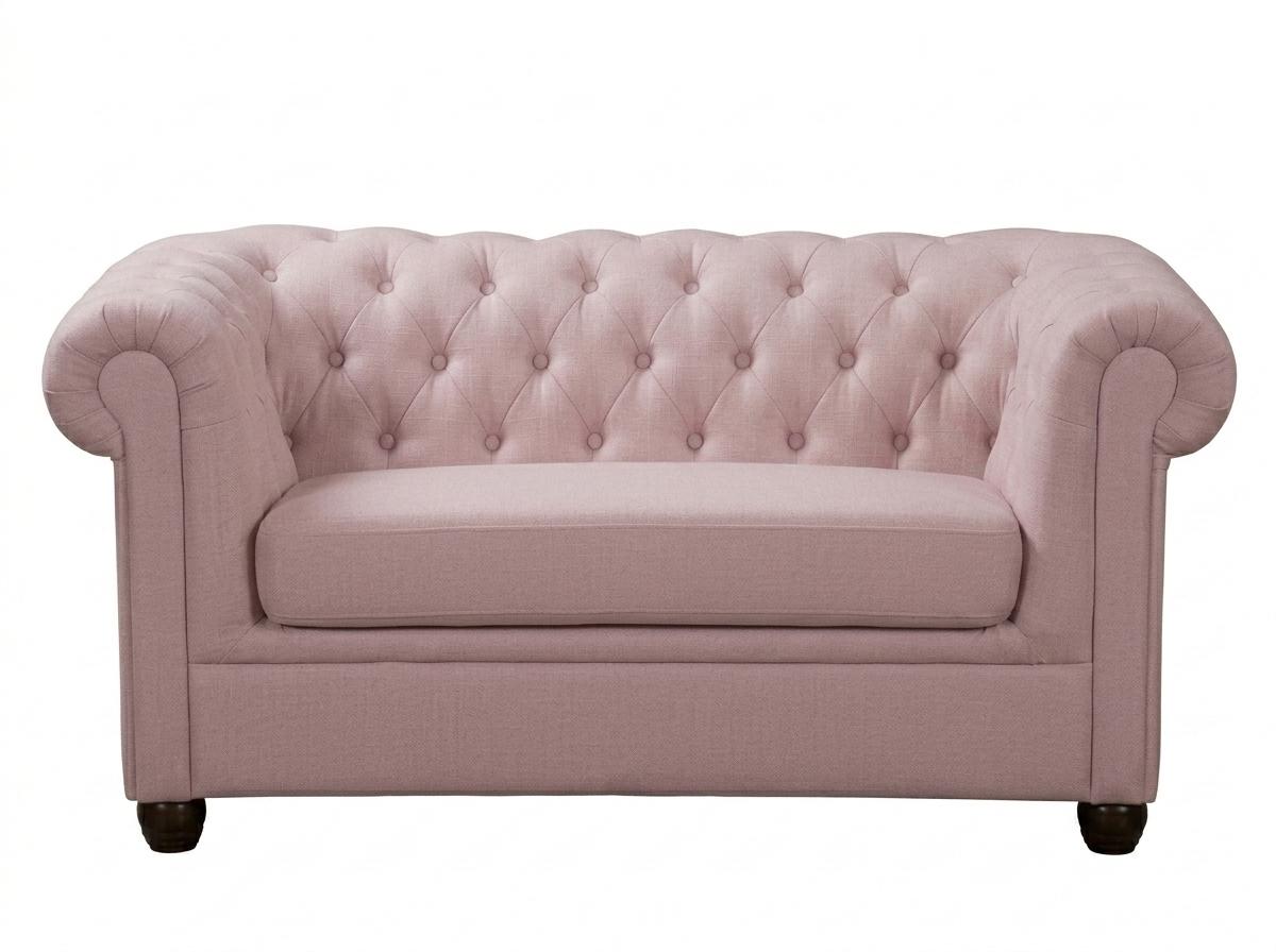 Light Pink 2 Seater Sofa Bed Quilted Fabric Sofa Chesterfield Classic