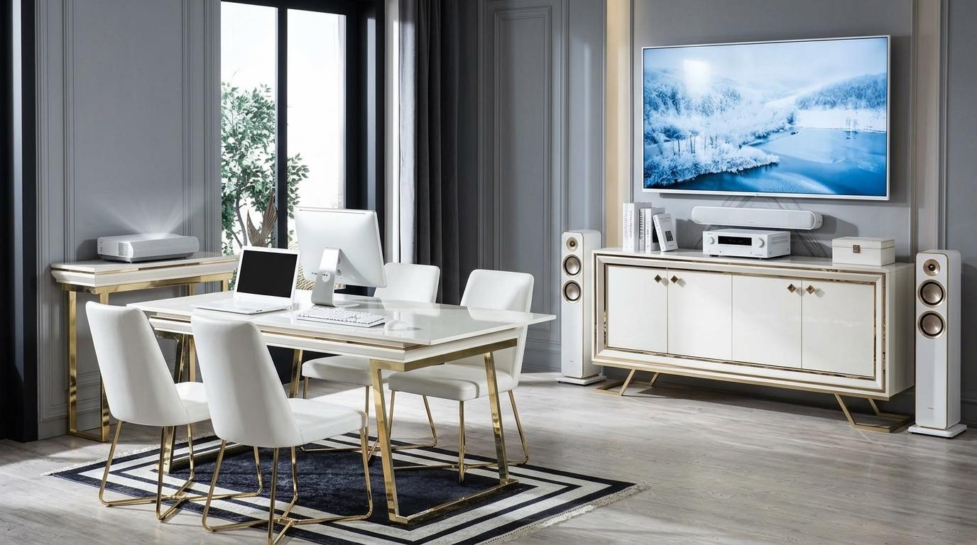 Tisch Konsole Wohnzimmer Stil modern weiß rechteckig bequem praktisch