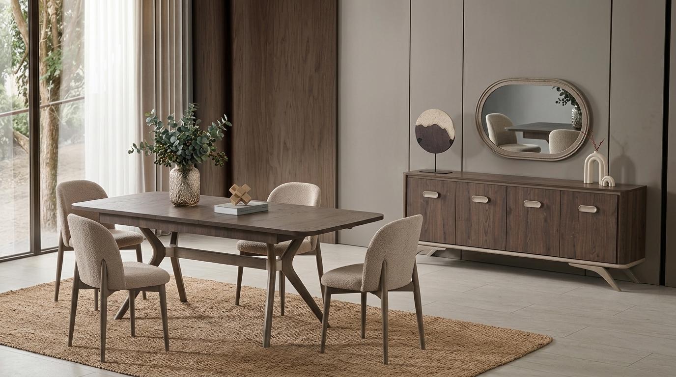 Tisch Konsole Spiegel Stil modern braun bequem Wohnzimmer rechteckig
