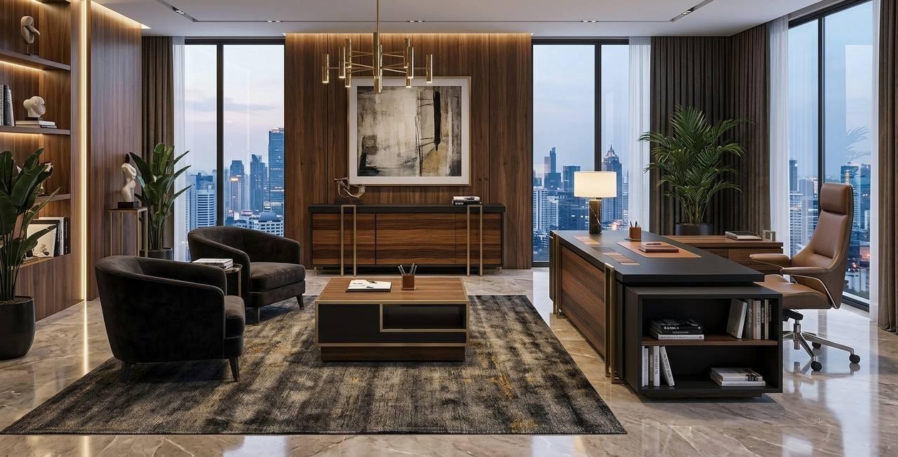 Elegant study set corner desk sideboard coffee table