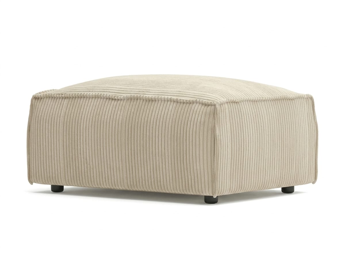 Beige soft stool ottoman rectangular footstool living room