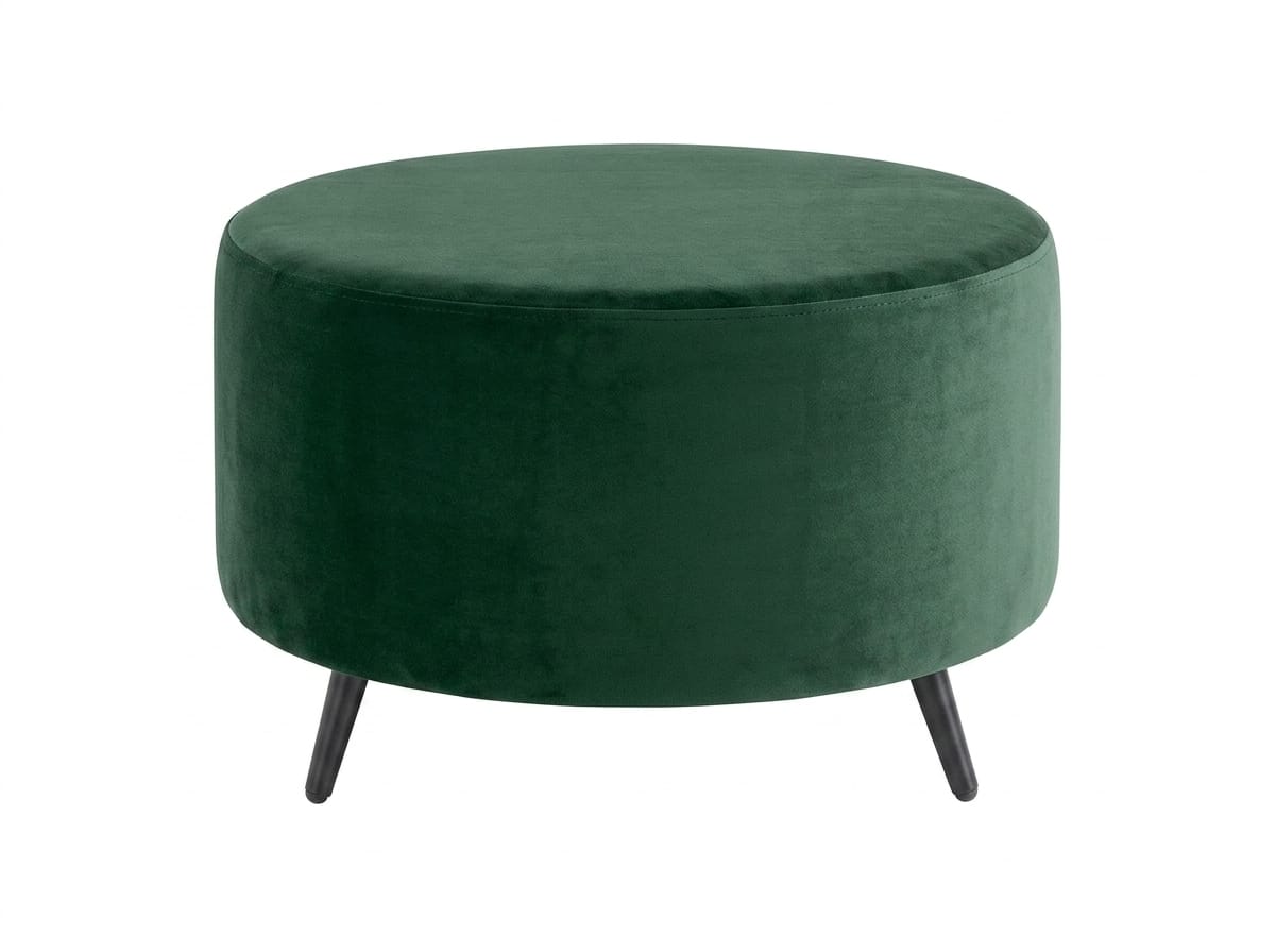 Green soft stool round fabric stool for feet living room