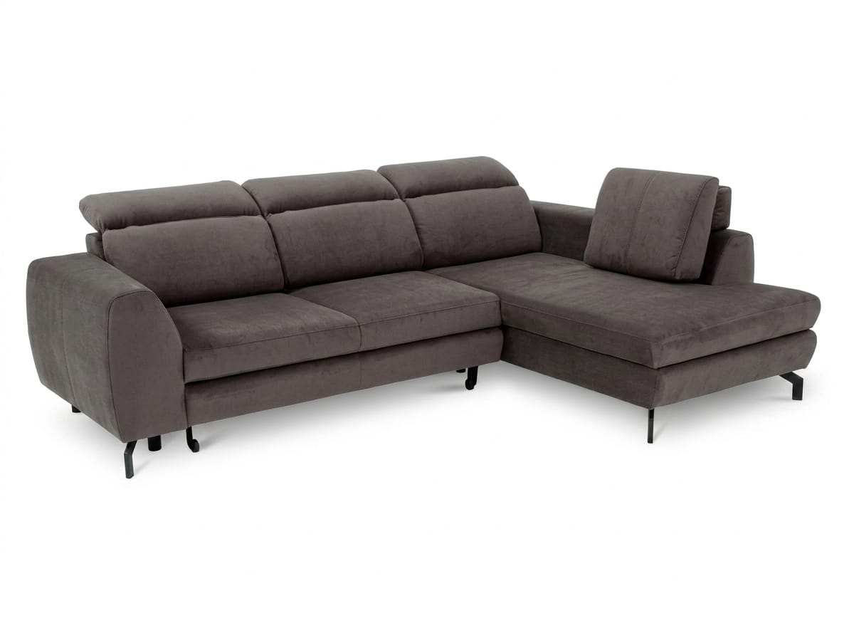 Gray L Shaped Fabric Corner Sofa Large Sofa Bed Pull Out Living Room