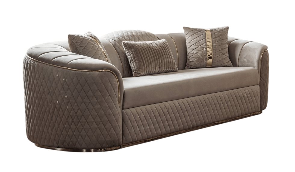 Comfortable beige sofa bed living room upholstered couch 3-seater