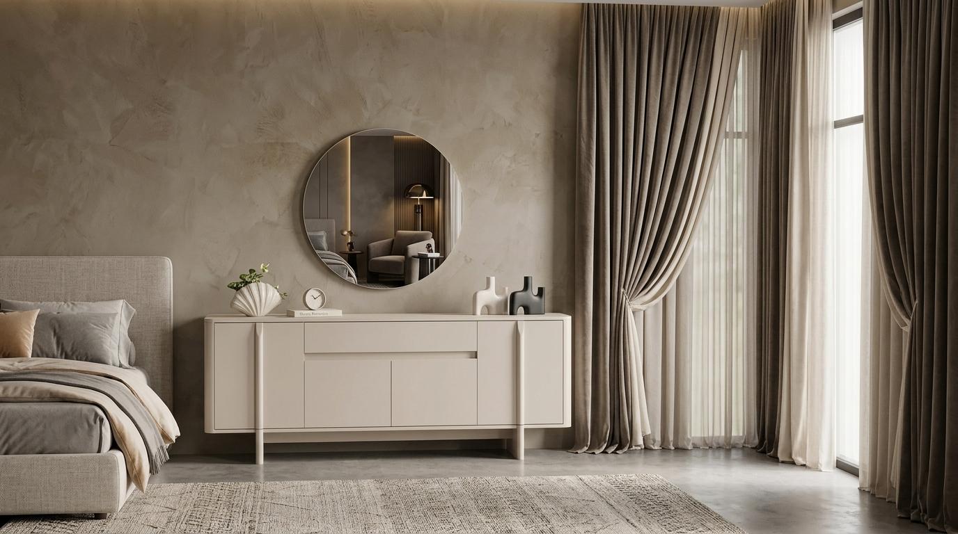 Konsole Spiegel Wohnzimmer Stil modern weiß geräumig komfortabel