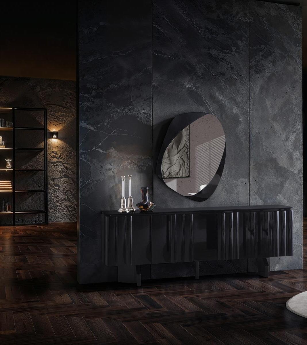 Sideboard mirror combination modern black elegant console sideboard