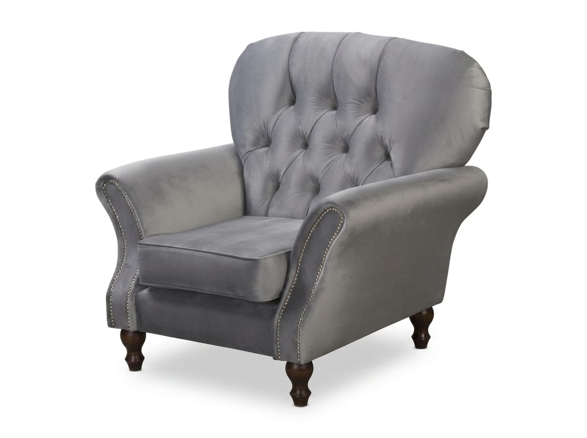 Gray armchair upholstered armchair with high back English armchair