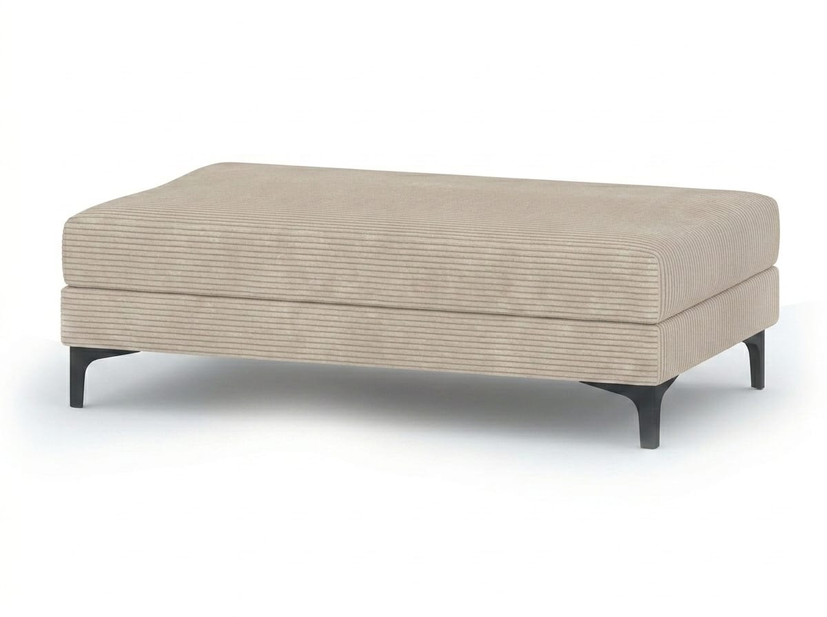 Beige padded stool rectangular textile footstool upholstered furniture