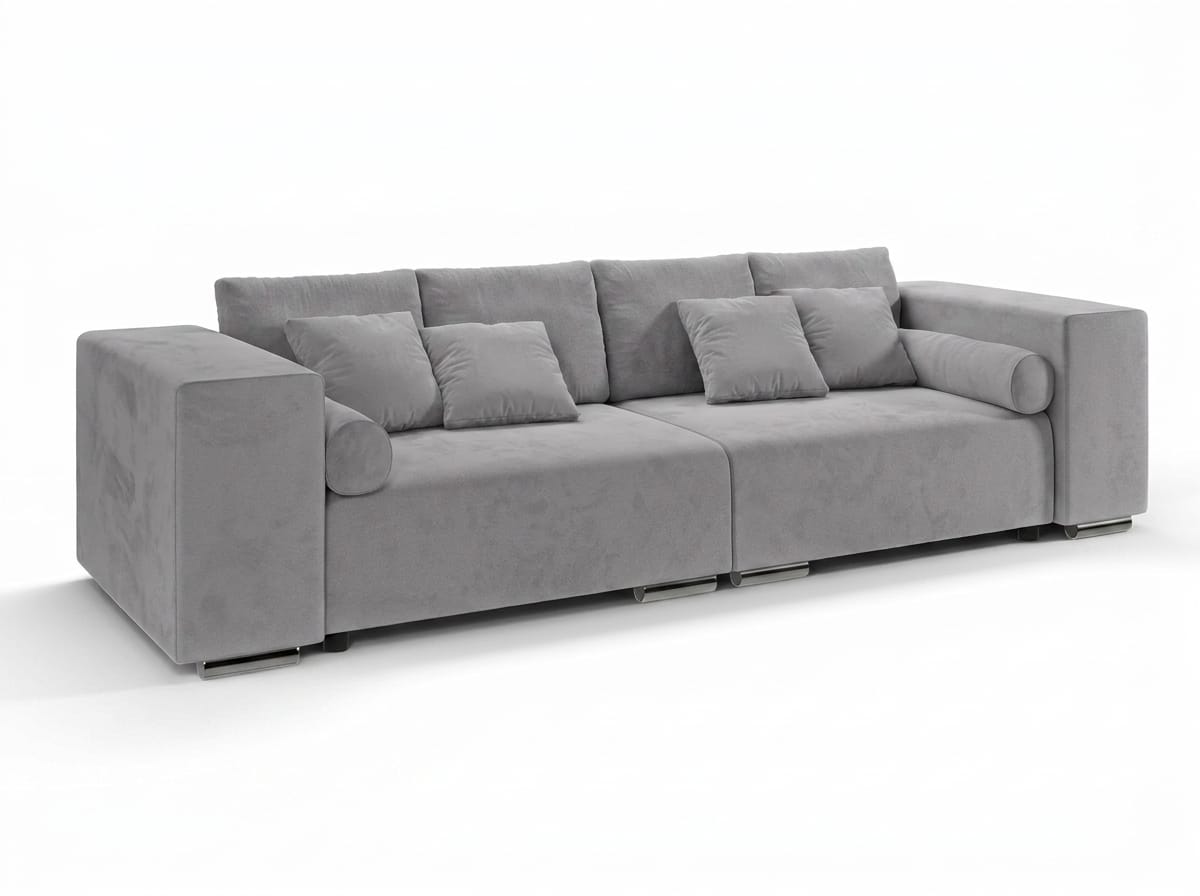Gray 5-seater fabric sofa with sleep function large sofa bed living room