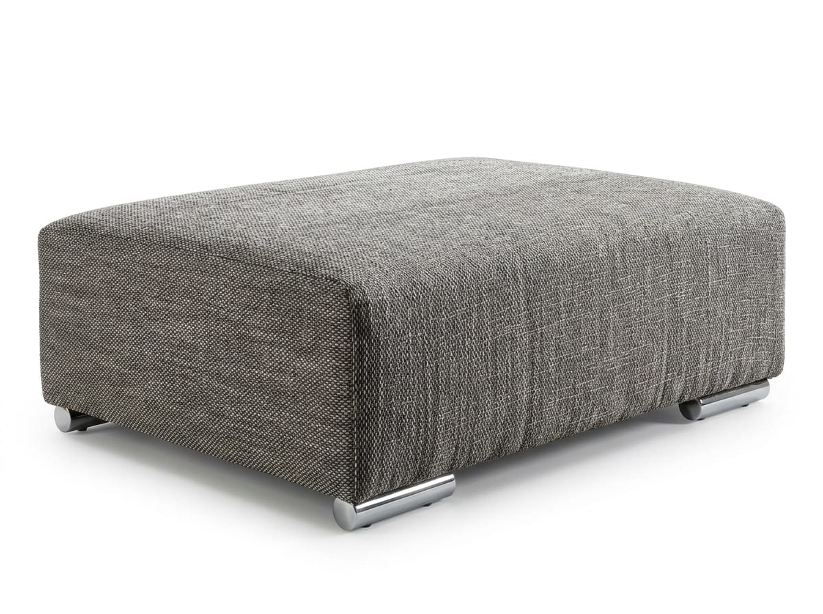 Gray Padded Stool Textile Footstool Ottoman Living Room Upholstered Furniture