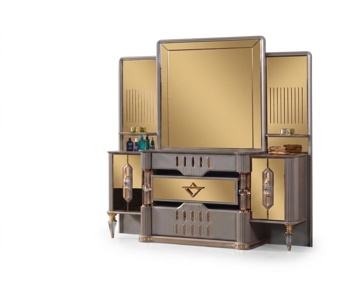 Dressing table mirror new gold gray modern bedroom comfortable