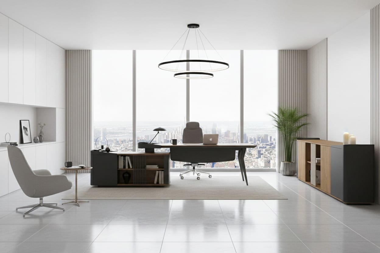 Executive office set desk sideboard modern design