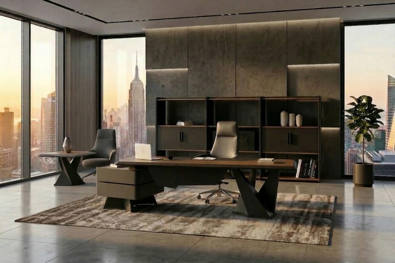 Office complete set modern desk shelf coffee table executive