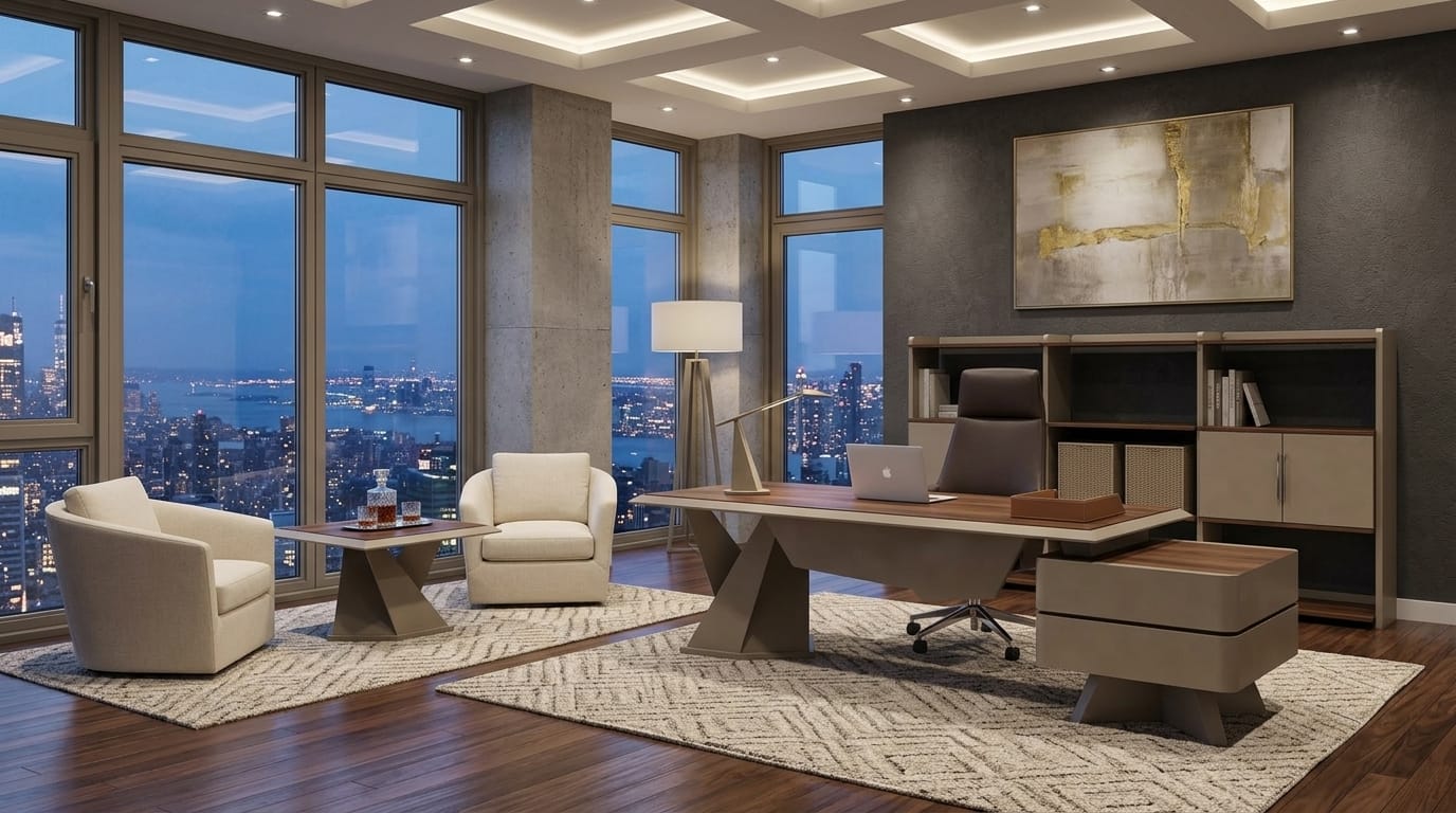 Office furniture set modern desk shelf coffee table workplace