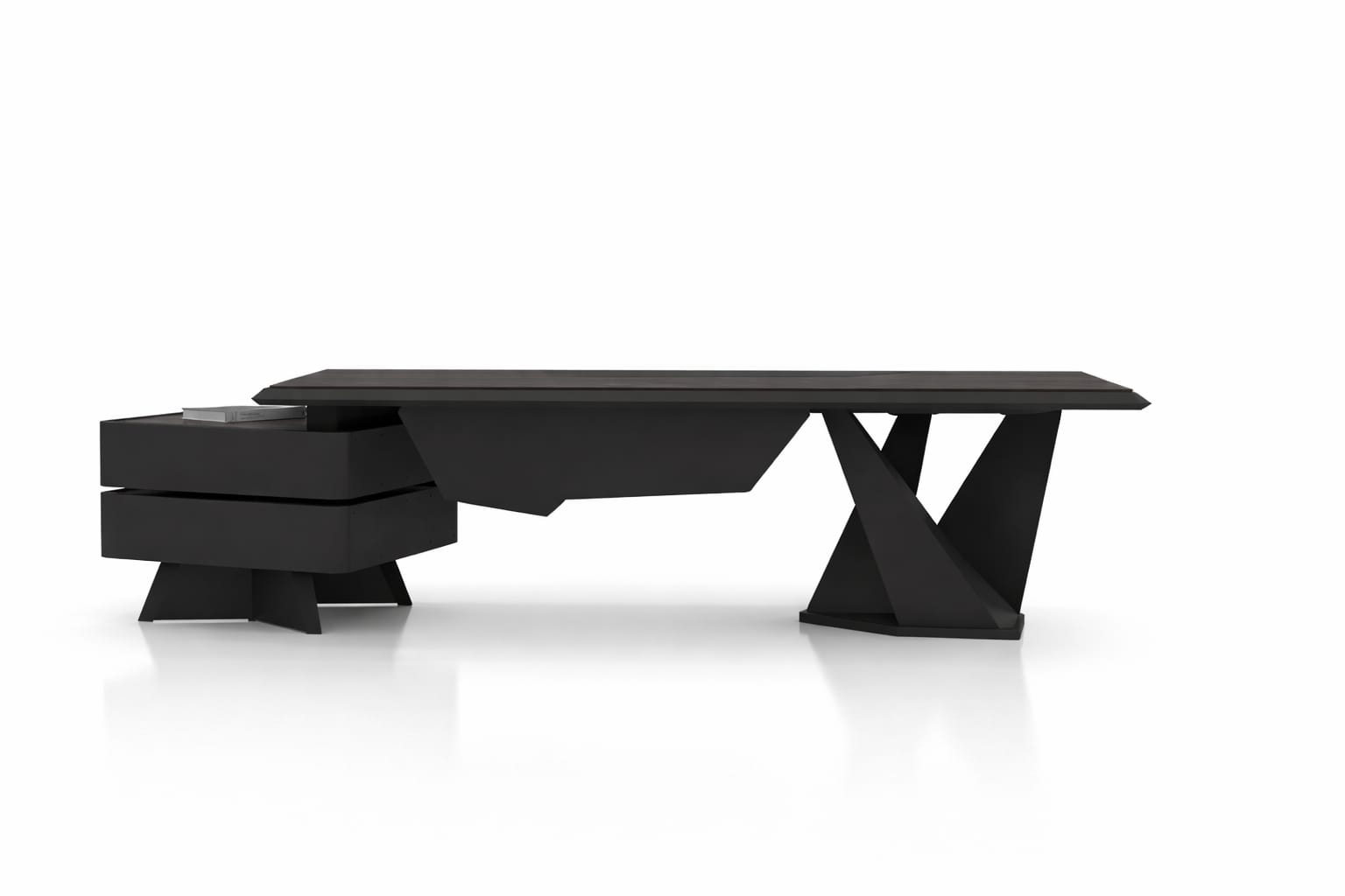 Desk Set Modern Black Wood Metal Design Office Workplace