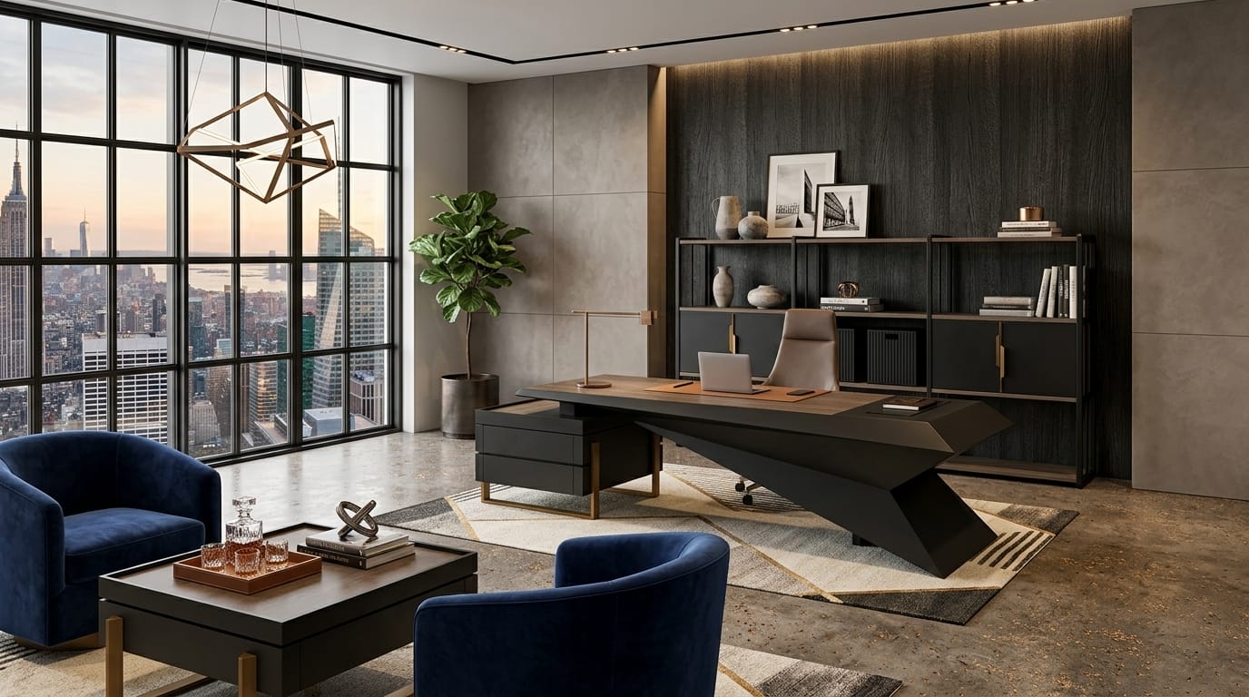Modern office set desk bookcase coffee table luxury design