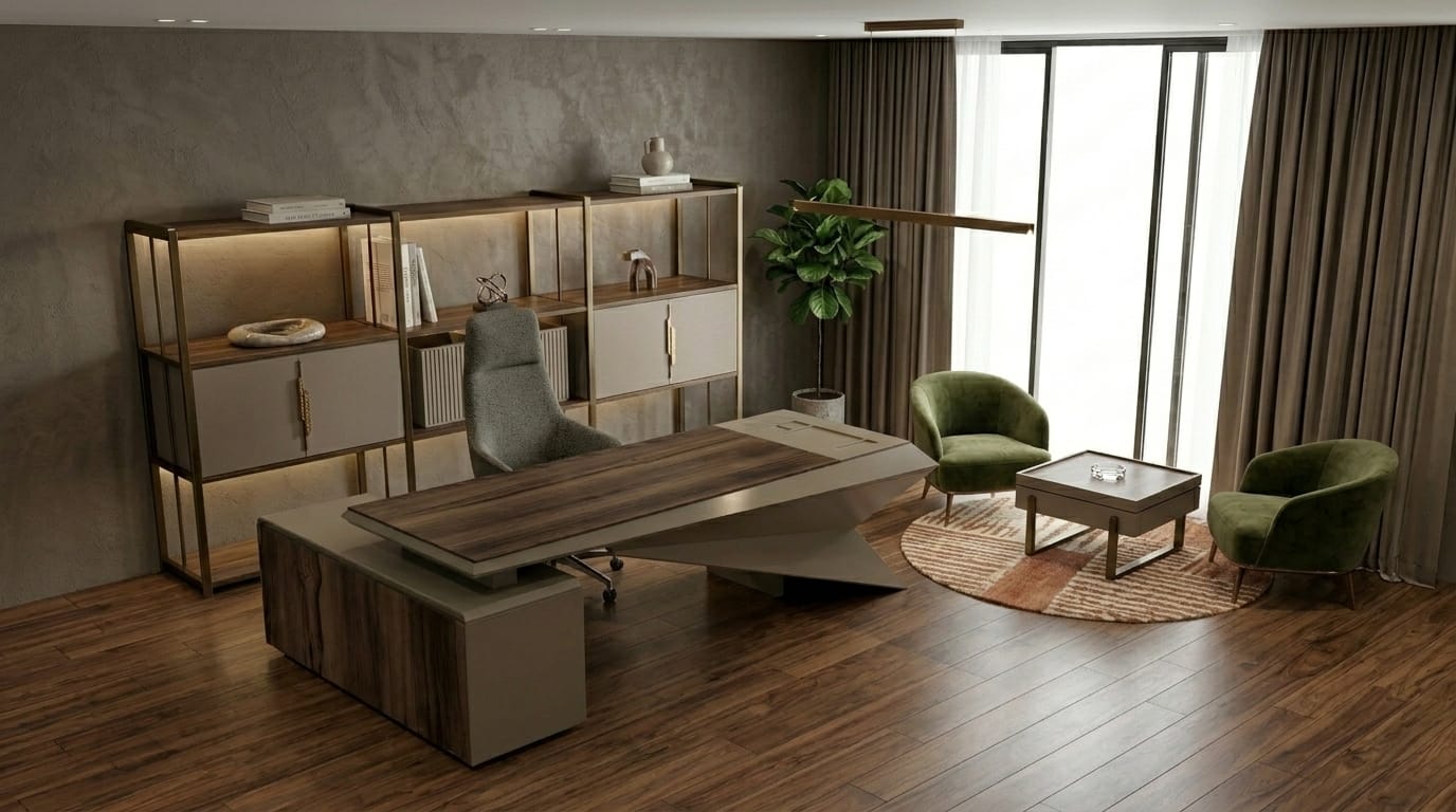 Modern Office Office Set Desk Sideboard Bookshelf Luxury