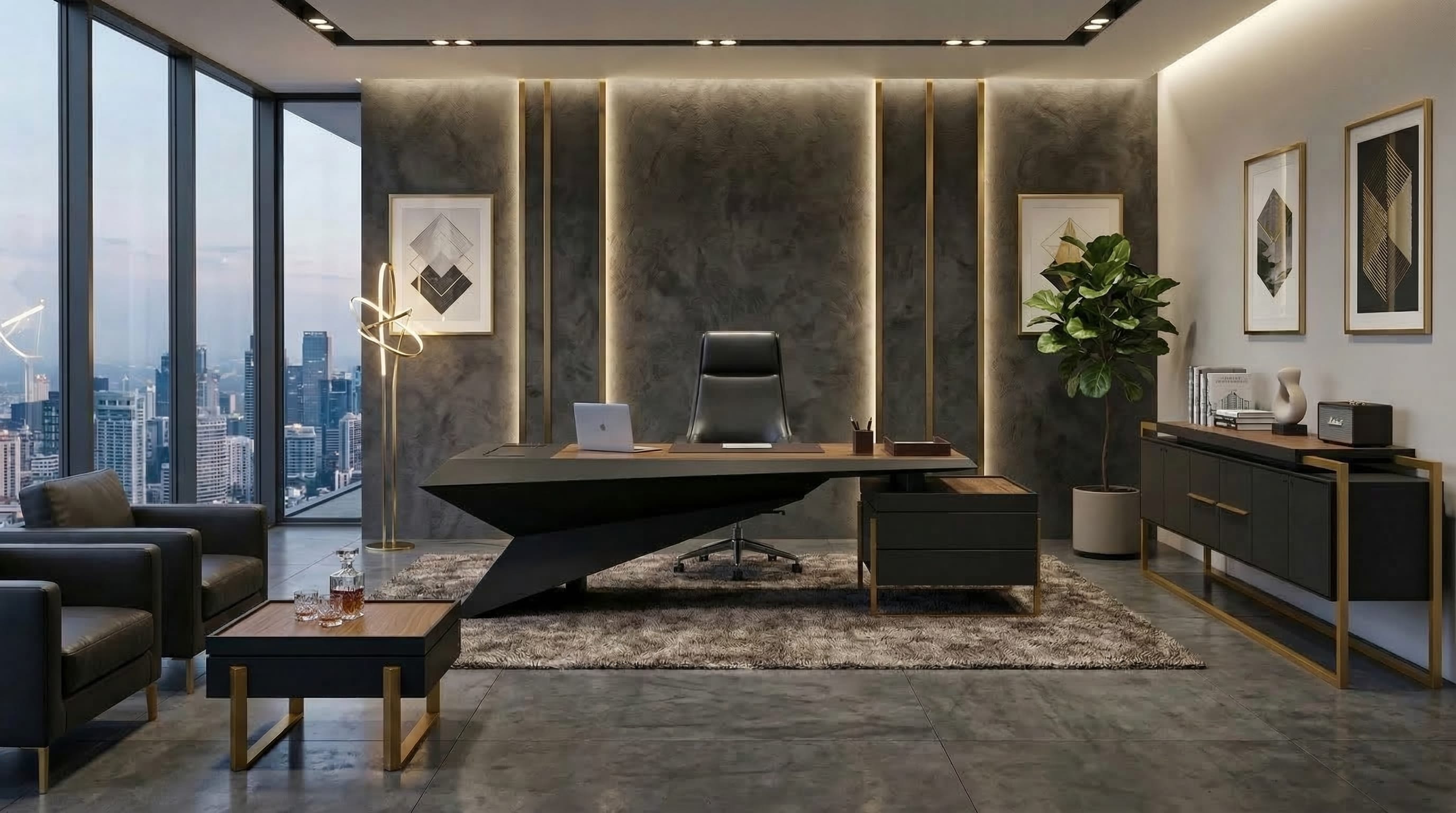 Executive Office Furniture Set Desk Sideboard Coffee Table Modern