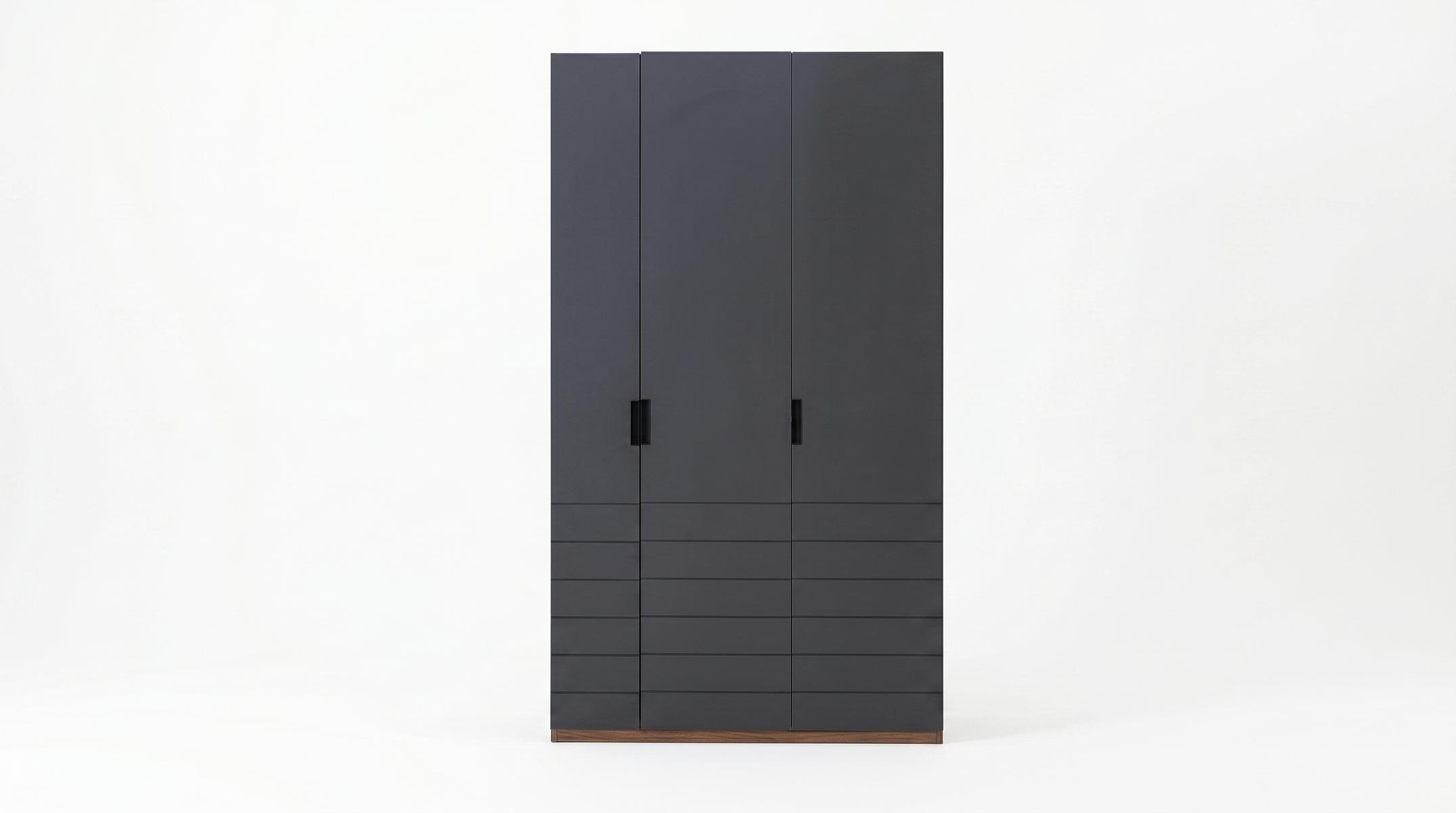 Stilvoller Kleiderschrank 3-türig Anthrazit Schrank Loft Modern bequem