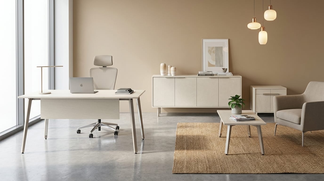 Komplettes Büromöbel Set Weiß Schreibtisch Sideboard Couchtisch