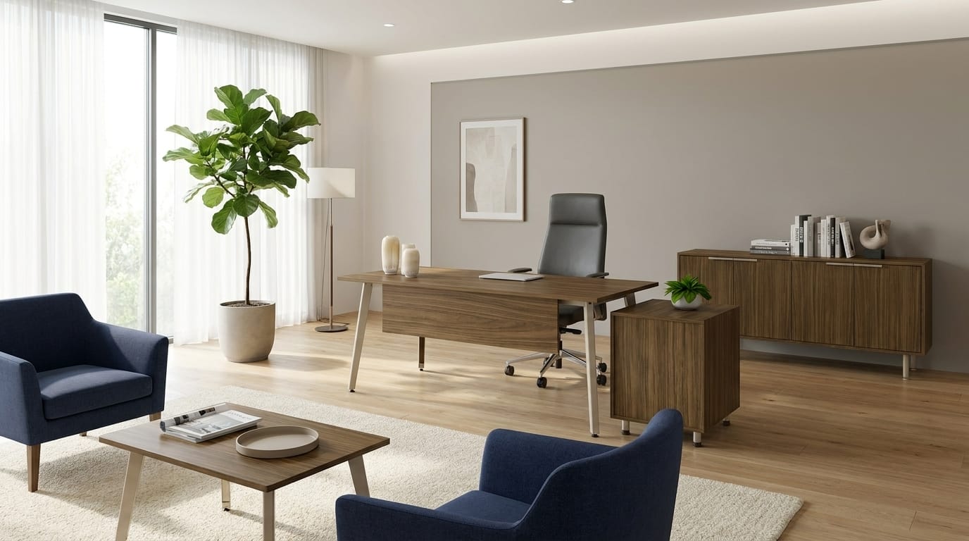 Büro Set Schreibtisch Sideboard Kommode Couchtisch Holz Modern